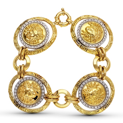[P15000088] 18K PULSERA ORO BICOLOR MEDUSAS CIRCONITAS