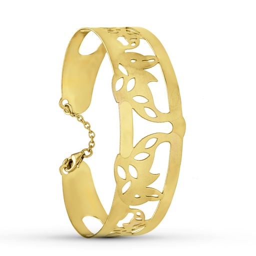 [P15000094] 18K PULSERA RIGIDA ORO AMARILLO DELFINES LASER MATE BRILLO