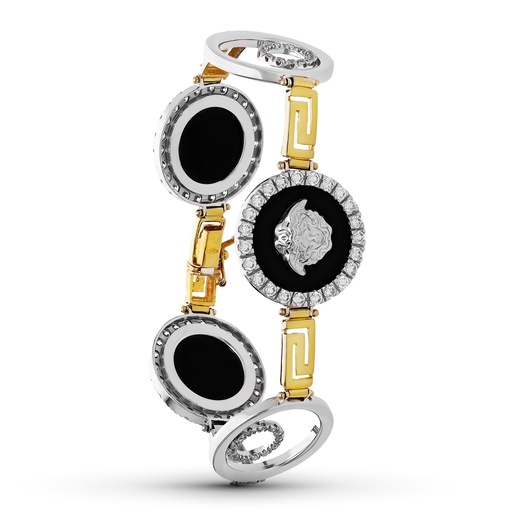 [P15000095] 18K PULSERA ORO BICOLOR MEDUSAS CIRCONITAS