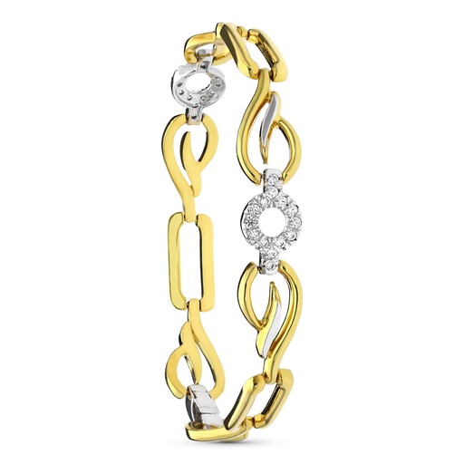[P15000101] 18K PULSERA ORO BICOLOR ESTAMPACION CON CIRCONITAS