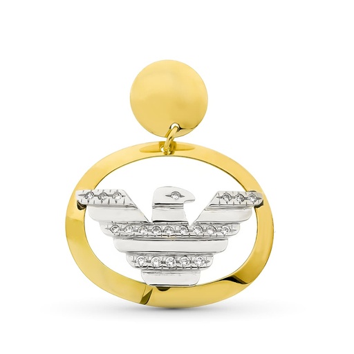 [P15000116] 18K COLGANTE ORO BICOLOR OVAL CON AGUILA 26X32 MM