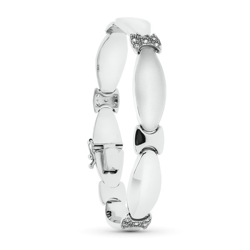 [P15000140] 18K PULSERA ORO BLANCO MATE Y BRILLO 19.5 CM