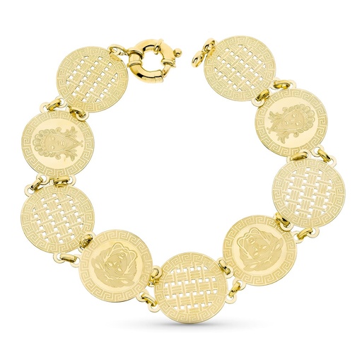 [P15000144] 18K PULSERA ORO AMARILLO MONEDA LASER. 20 CM