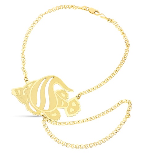[P15000155] 18K PULSERA ORO AMARILLO INDIA CON PEZ LASER MATIZADO.