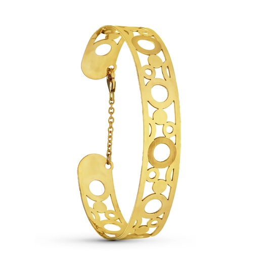 [P15000161] 18K PULSERA ORO AMARILLO RIGIDA CIRCULOS LASER. 12 MM
