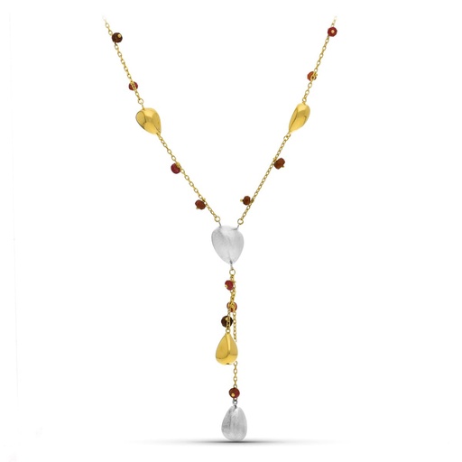 [P15000169] 18K GARGANTILLA ORO BICOLOR PIEDRAS COLORES