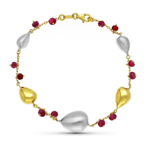 [P15000170] 18K PULSERA ORO BICOLOR Y PIEDRAS DE COLORES