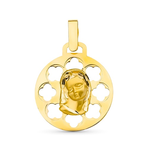 [P15000181] 18K MEDALLA ORO AMARILLO VIRGEN NIÑA CALADA 18 MM