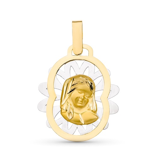 [P15000182] 18K MEDALLA ORO BICOLOR VIRGEN NIÑA 22X19 MM