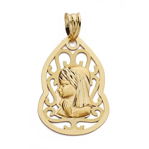 [P15000183] 18K MEDALLA VIRGEN NIÑA 27X18 MM