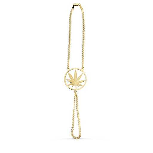 [P15000191] 18K PULSERA INDIA MARIHUANA LASER 19CM