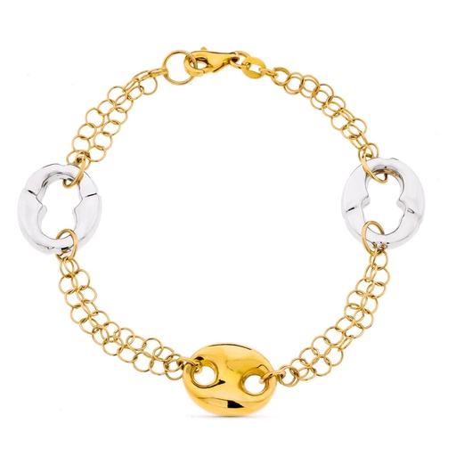 [P15000197] 18K PULSERA BICOLOR NUDO BARCO 7.15GR