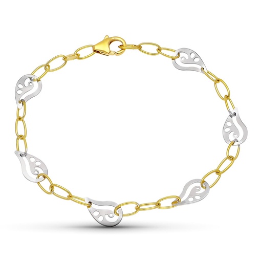 [P15000210] 18K PULSERA ORO BICOLOR MOTIVOS