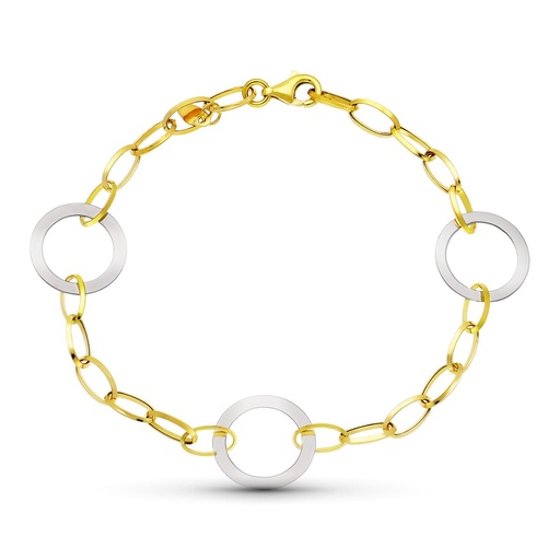 [P15000218] 18K PULSERA ORO BICOLOR CIRCULOS