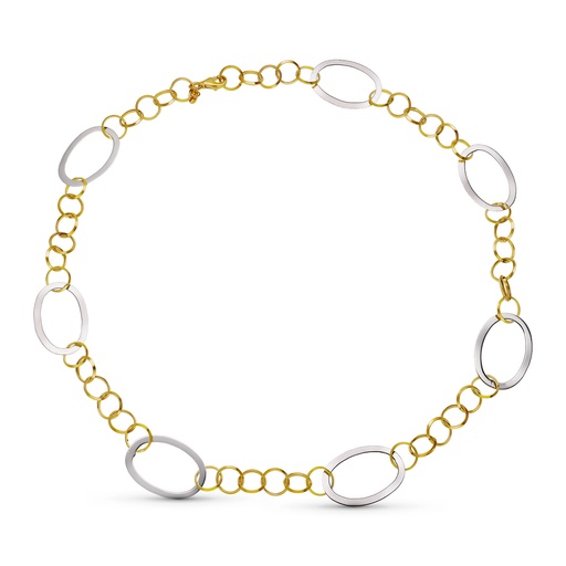 [P15000219] 18K GARGANTILA COLLAR BICOLOR ESLABONES HUECOS 45CM