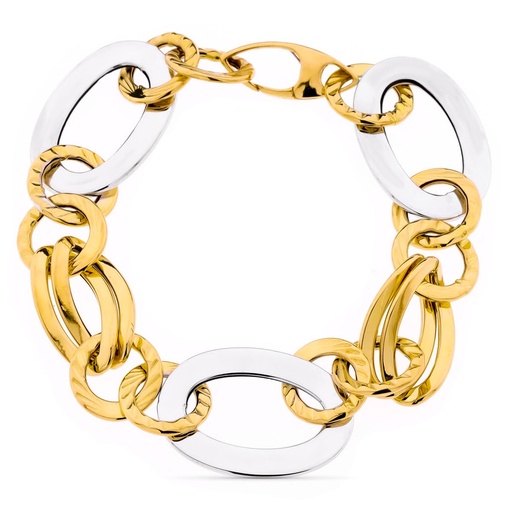 [P15000254] 18K PULSERA BICOLOR ESLABONES 14.50 GR