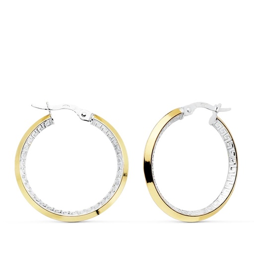 [P15000344] 18K AROS BICOLOR GRECA 25X2.5 MM