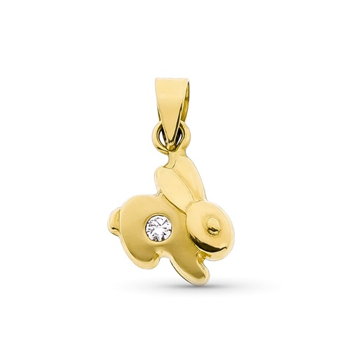 [P15006-5] 18K COLGANTE ORO AMARILLO CONEJO CON CIRCONITA