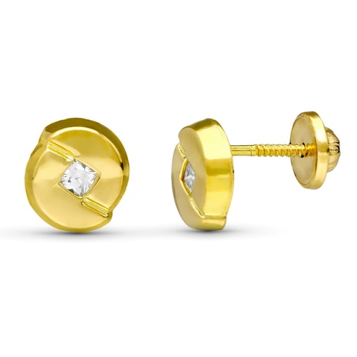 [P15032] 18K PENDIENTES ORO AMARILLO CIRCONITAS 7X6 MM