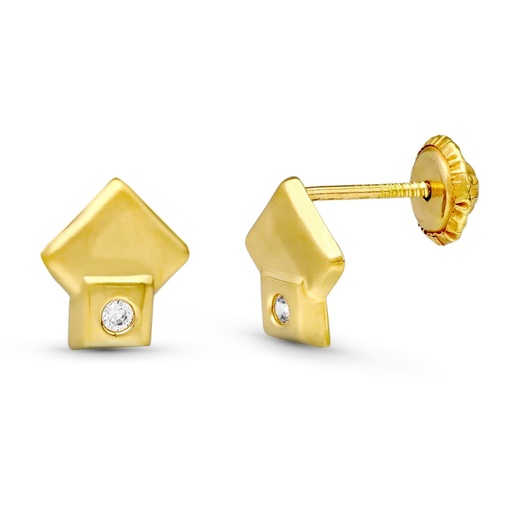 [P15075] 18K PENDIENTES ORO AMARILLO ROMBOS 7X7 MM