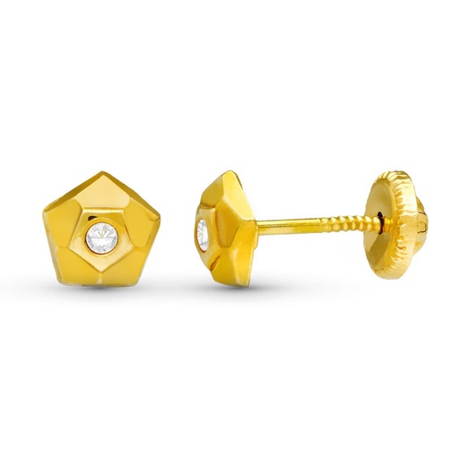 [P15085] 18K PENDIENTES ORO AMARILLO PENTAGONO. 5X5 MM