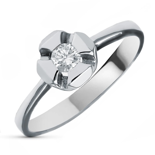 [P1514] 18K SOLITARIO ORO BLANCO BRILLANTE. 0.20 QTS.