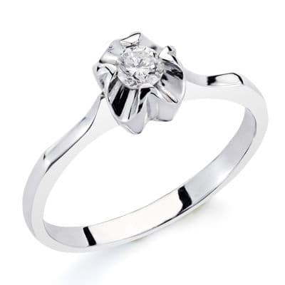 [P1515] 18K SOLITARIO ORO BLANCO DIAMANTE 0.20 QTS.