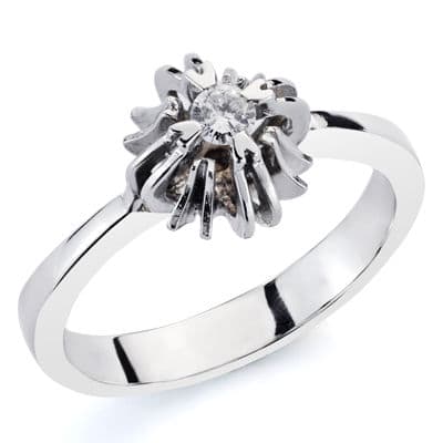 [P1517] 18K SOLITARIO ORO BLANCO DIAMANTE 0.10 QTS.