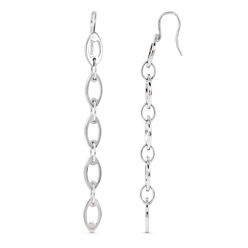 [P15175] 18K PENDIENTES ORO BLANCO CADENITAS. 64X5 MM CIERRE GANCHO