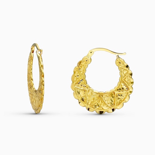 [P15229] 18K AROS ORO AMARILLO TALLADOS PLANOS 25 X 1 MM