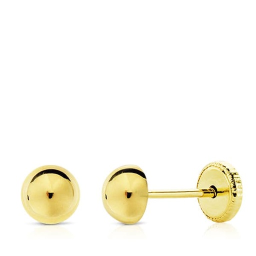 [P15232] 18K PENDIENTES ORO AMARILLO MEDIA BOLA LISA 5 MMROSCA