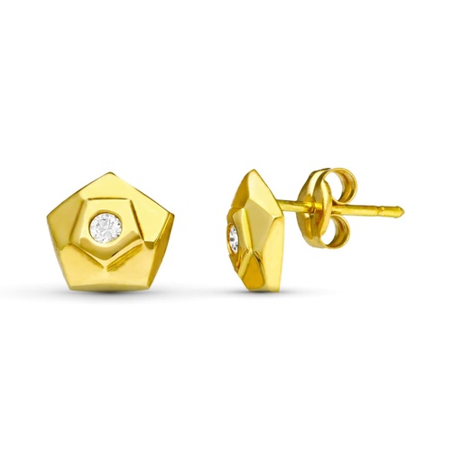 [P15238] 18K PENDIENTES ORO AMARILLO PENTAGONO. 7X7 MM