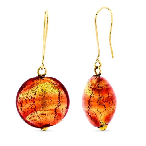 [P15272] 18K PENDIENTES ORO AMARILLO LARGO CRISTAL MURANO 41X18 MM