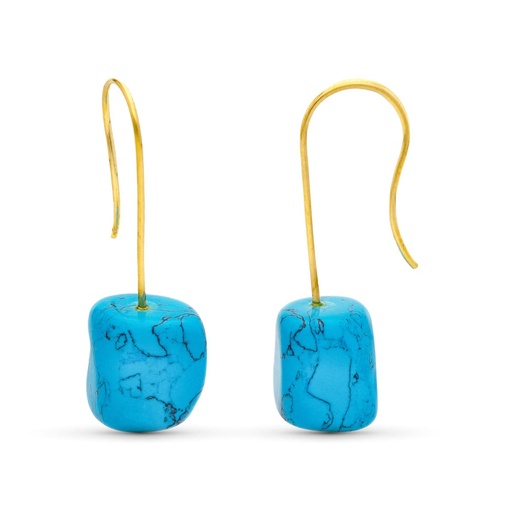 [P15319] 18K PENDIENTES ORO AMARILLO TURQUESA GANCHO.