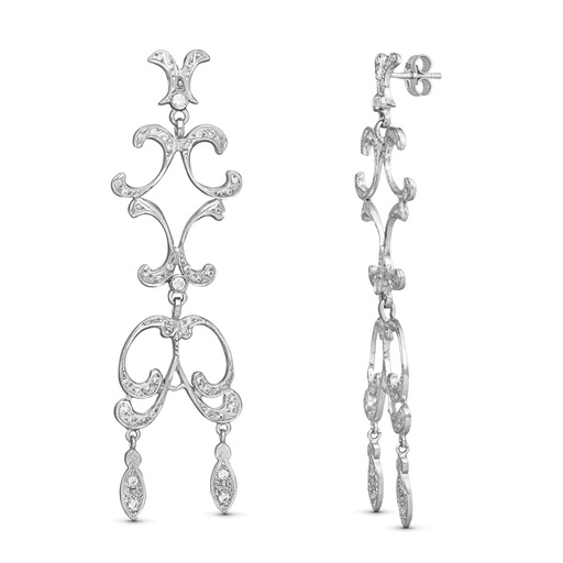 [P15329] 18K PENDIENTES ORO BLANCO CIRCONITAS 71X20 MM