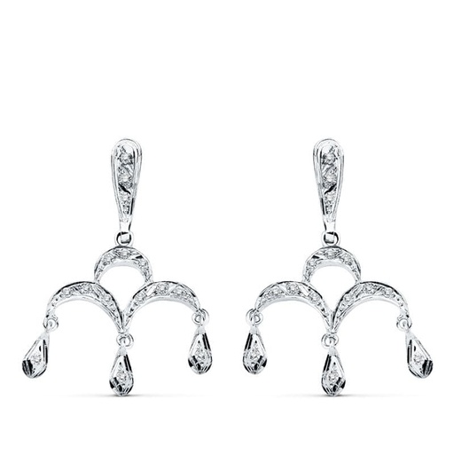 [P15330] 18K PENDIENTES ORO BLANCO CIRCONITAS 33X21 MM