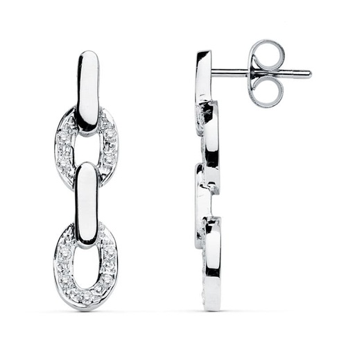 [P15359] 18K PENDIENTES ORO BLANCO CIRCONITAS 26X6 MM