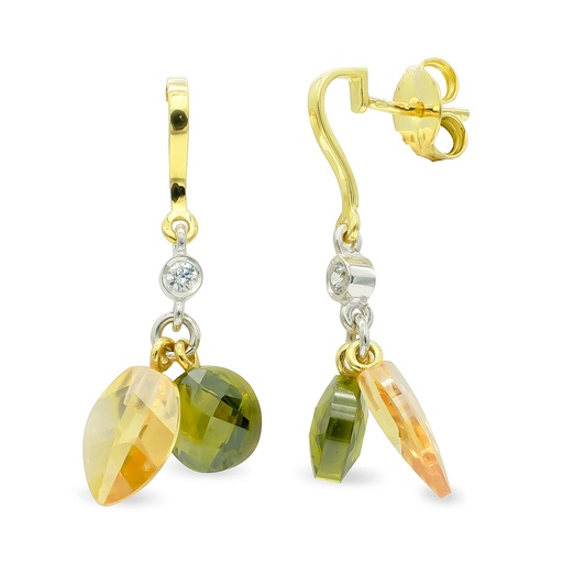 [P15370-TOOL] 18K PENDIENTES ORO BICOLOR TOPACIO Y OLIVINA