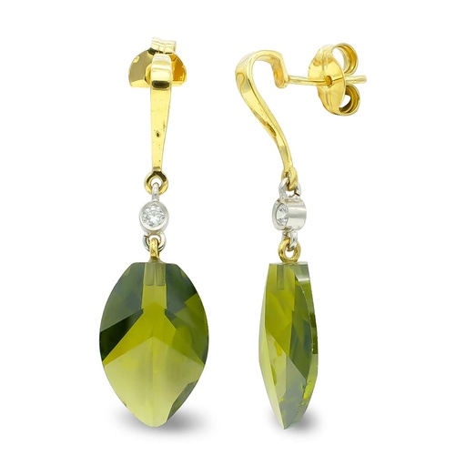 [P15372-OL] 18K PENDIENTES ORO BICOLOR OLIVINA 18 MM CIRCONITA