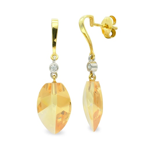 [P15372-TO] 18K PENDIENTES ORO ORO BICOLOR TOPACIO 18 MM CIRCONITA