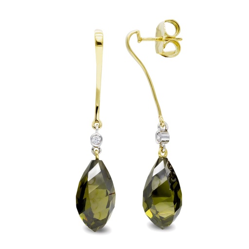 [P15373-OL] 18K PENDIENTES ORO BICOLOR OLIVINA 18 MM CIRCONITA