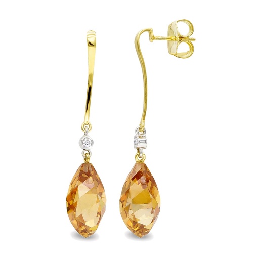 [P15373-TO] 18K PENDIENTES ORO BICOLOR TOPACIO 18 MM CIRCONITA