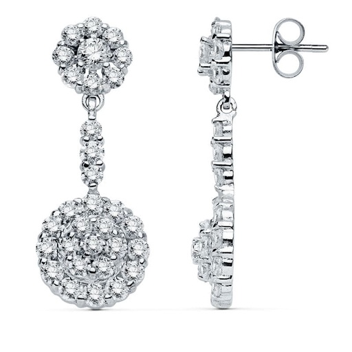 [P15374] 18K PENDIENTES ORO BLANCO CIRCONITAS 32X12 MM