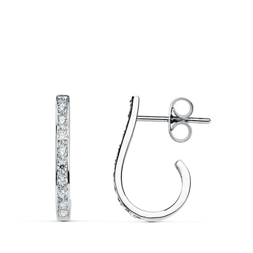 [P15383] 18K PENDIENTES ORO BLANCO CIRCONITAS 18X2 MM