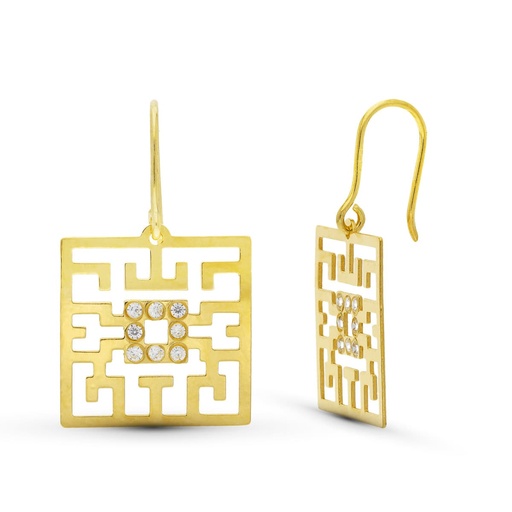 [P15388] 18K PENDIENTES ORO AMARILLO LASER Y CIRCONITAS