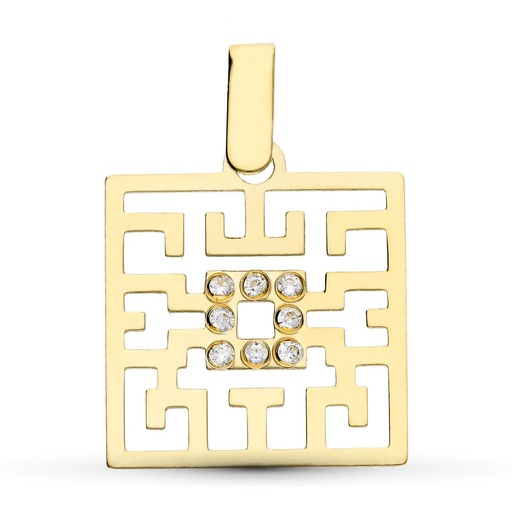 [P15388-5] 18K COLGANTE ORO AMARILLO LASER Y CIRCONITAS