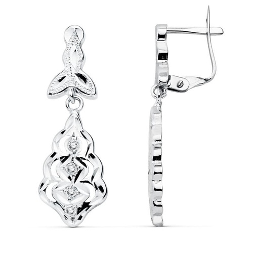 [P15416] 18K PENDIENTES CUBANAS ORO BLANCO 27X9 MM