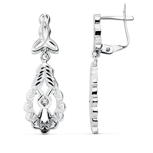 [P15418] 18K PENDIENTES CUBANAS ORO BLANCO 30X10 MM