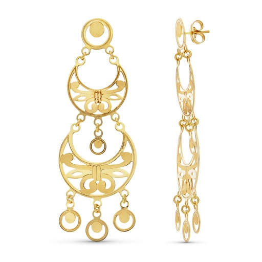 [P15439] 18K PENDIENTES ORO AMARILLO LASER MATE Y BRILLO