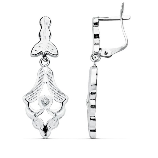[P15457] 18K PENDIENTES CUBANAS ORO BLANCO 30X10 MM